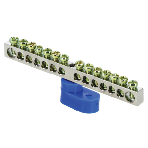 Шина "0" N (6x9мм) 14 отв. цинк синий угловой изолятор EKF sn1-63-14-1