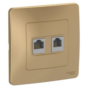 Розетка компьютерная + телефонная 2-м СП Blanca RJ45 кат.5E + RJ11 титан SE BLNIS045114 1210363