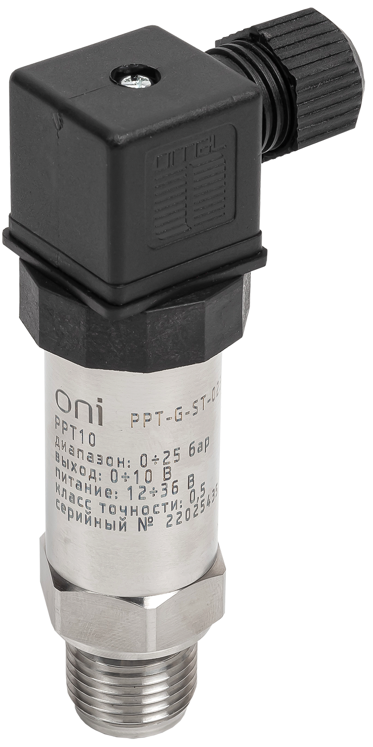 Преобразователь избыточного давления PPT10 0,5% 0-25Бар 0-10В G1/2 DIN43650 ONI PPT-G-ST-025-0-10-2-2