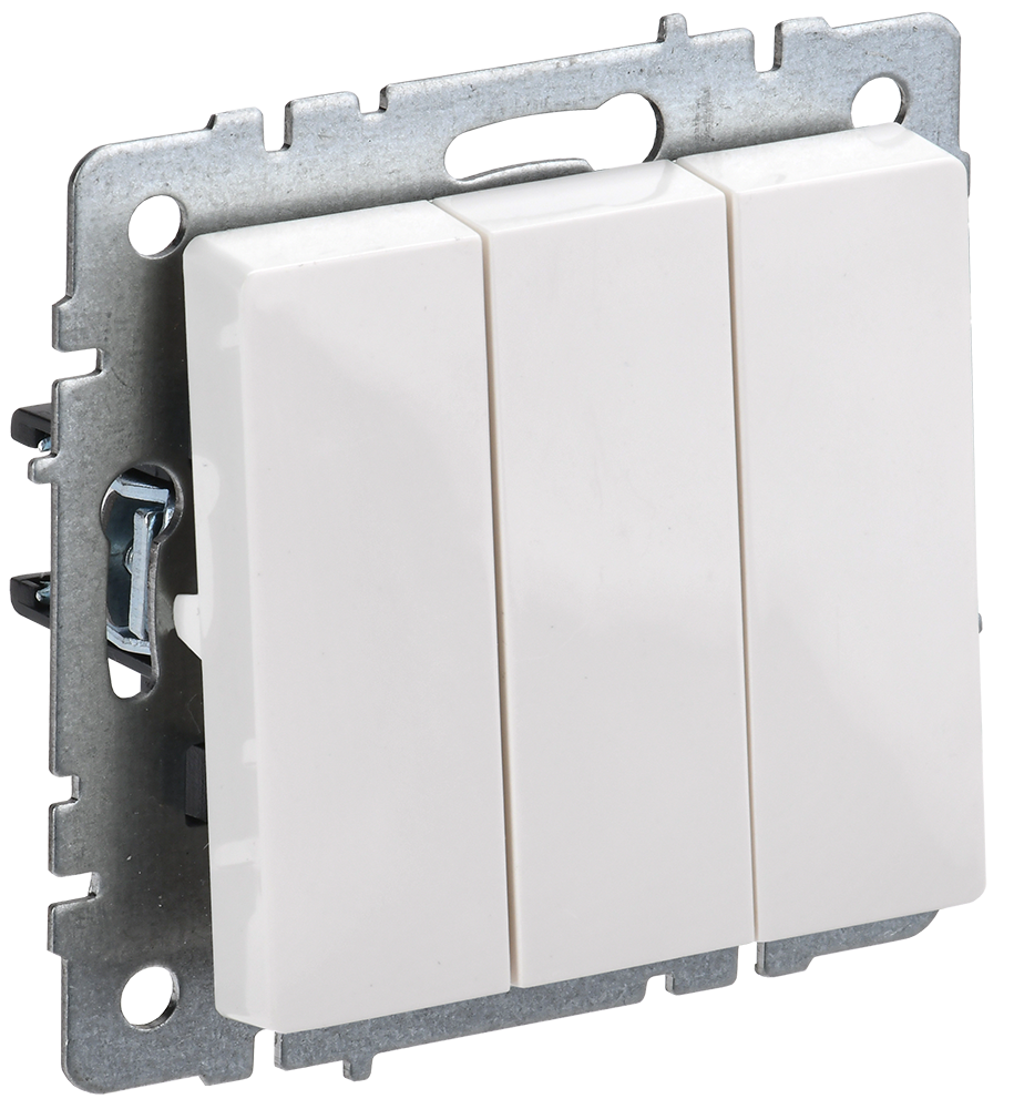 BRITE Выключатель 3-клавишный 10А ВС10-3-0-БрБ белый IEK BR-V30-0-10-K01