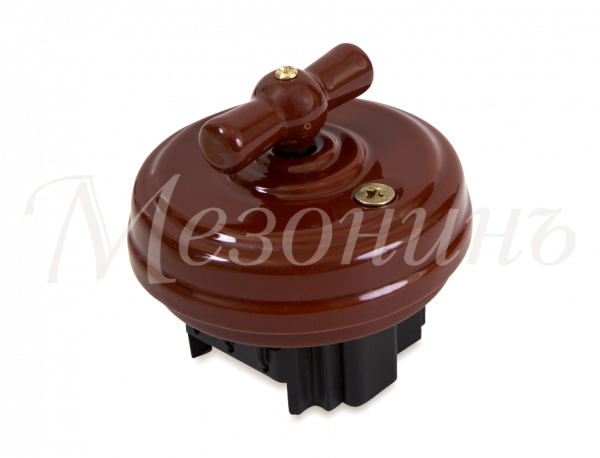 Выключатель ретро фарфоровый поворотный на 4 положения (D70x35,10А,250В,IP20, без подъемной рамки