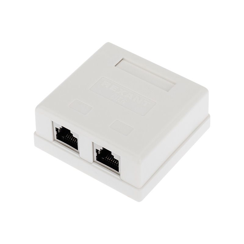 Розетка компьютерная внешняя, 2-порта RJ-45 (8P8C), STP, CAT 6 REXANT