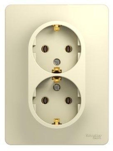 Розетка 2-м СП Glossa 16А IP20 с заземл. в сборе беж. SE GSL000224