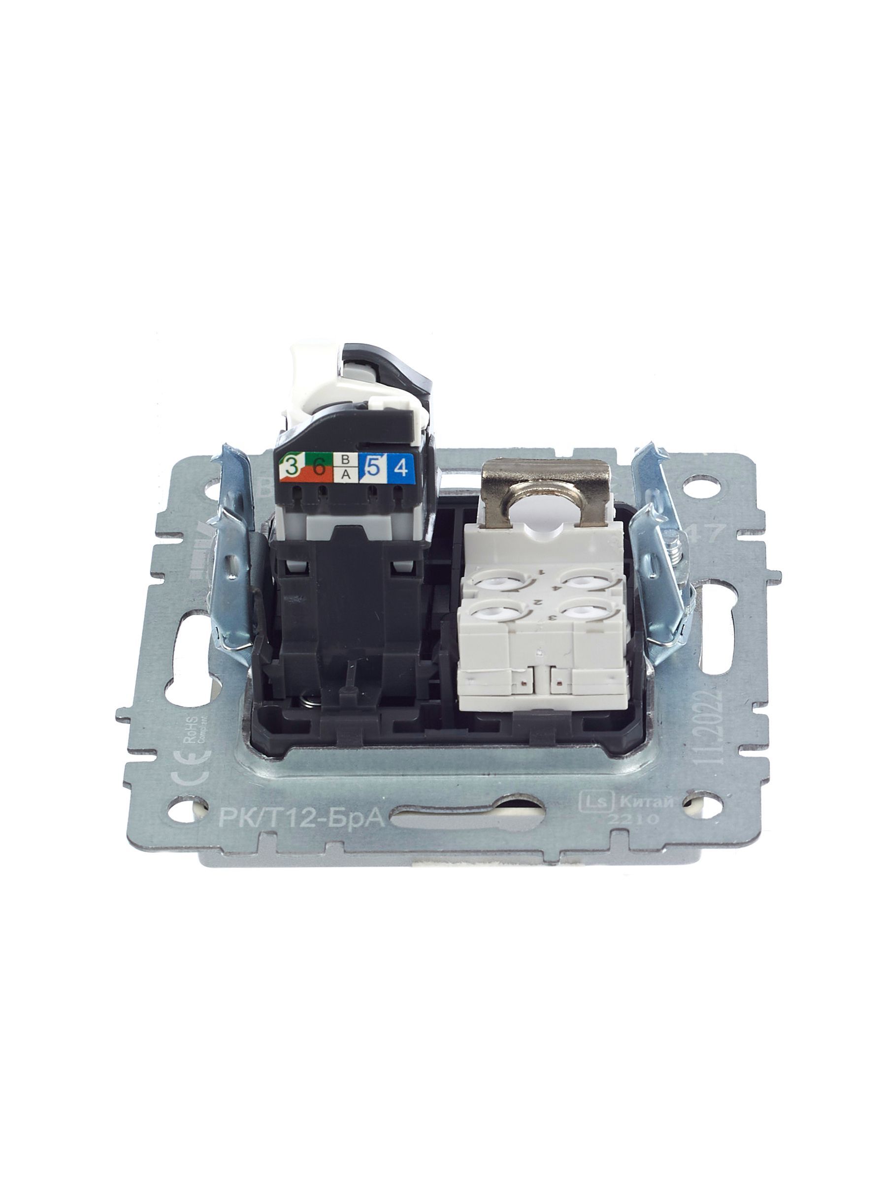 BRITE Розетка двойная RJ11+RJ45 кат.5E РК/Т12-БрА алюминий IEK - Фото 6