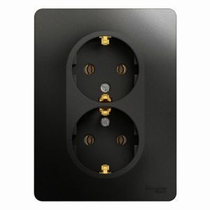 Розетка 2-м Glossa 16А с заземл. в сборе антрацит SE GSL000724 400340