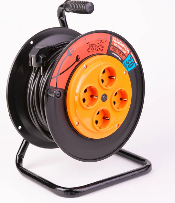 Удлинитель УКП (катушка пластик) ПВС 3*0,75 (10А) 4гн. 30м DEKRON DEK0961-0028