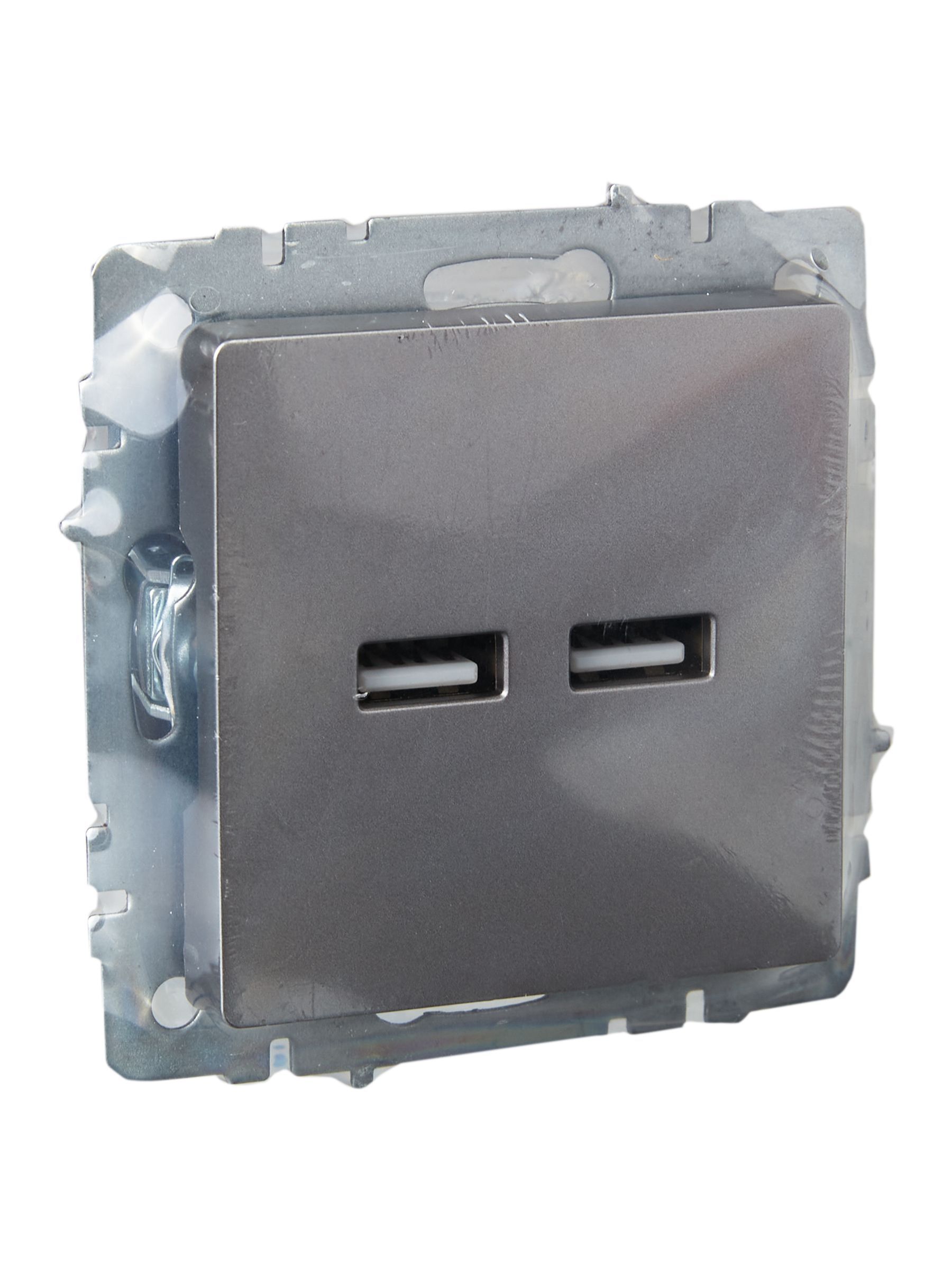 BRITE Розетка USB A+A 5В 3,1А РЮ10-1-БрС сталь IEK - Фото 3