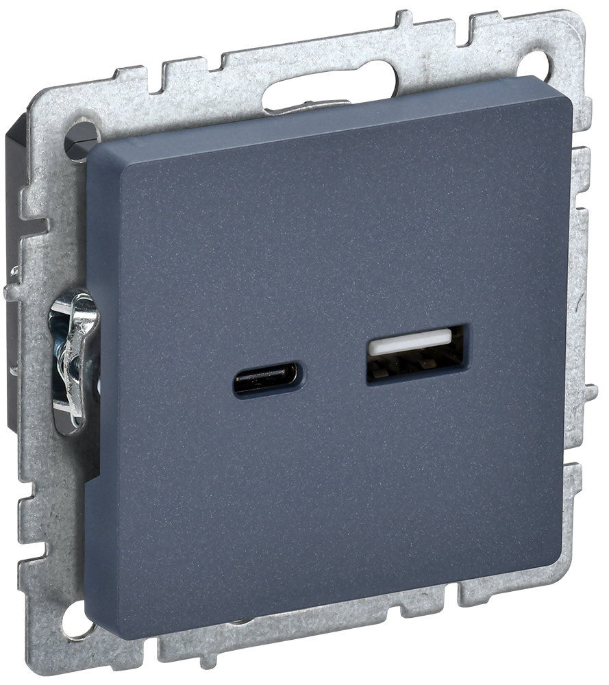 BRITE Розетка USB A+C 18Вт РЮ11-1-БрМ маренго IEK BR-U22-018-K35