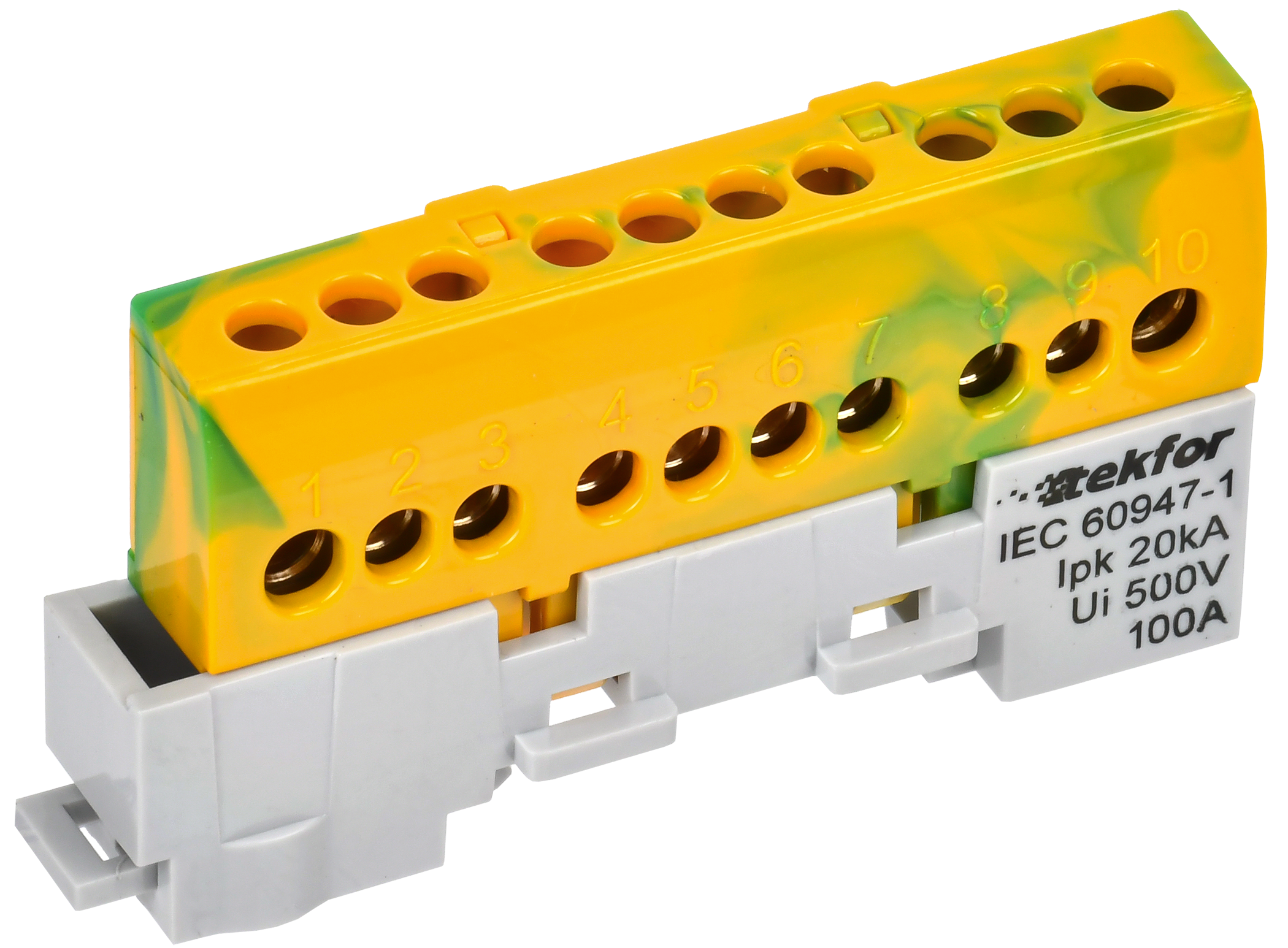 TEKFOR Шина PE "земля" изолированная на универсальном держателе 6х9-10-ЖЗ IEK TF-NN10-10-KL-K52