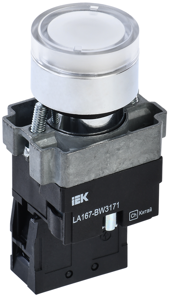 Кнопка управления LA167-BW3171 d=22мм RC 1з с подсветкой белая IEK