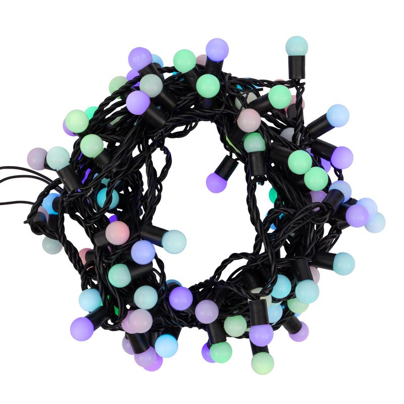 Гирлянда светодиодная Мультишарики Ø17,5мм 10м 100 LED RGB черный ПВХ IP65 медленная смена цвета 230В нужен блок 303-500 NEON-NIGHT - Фото 2