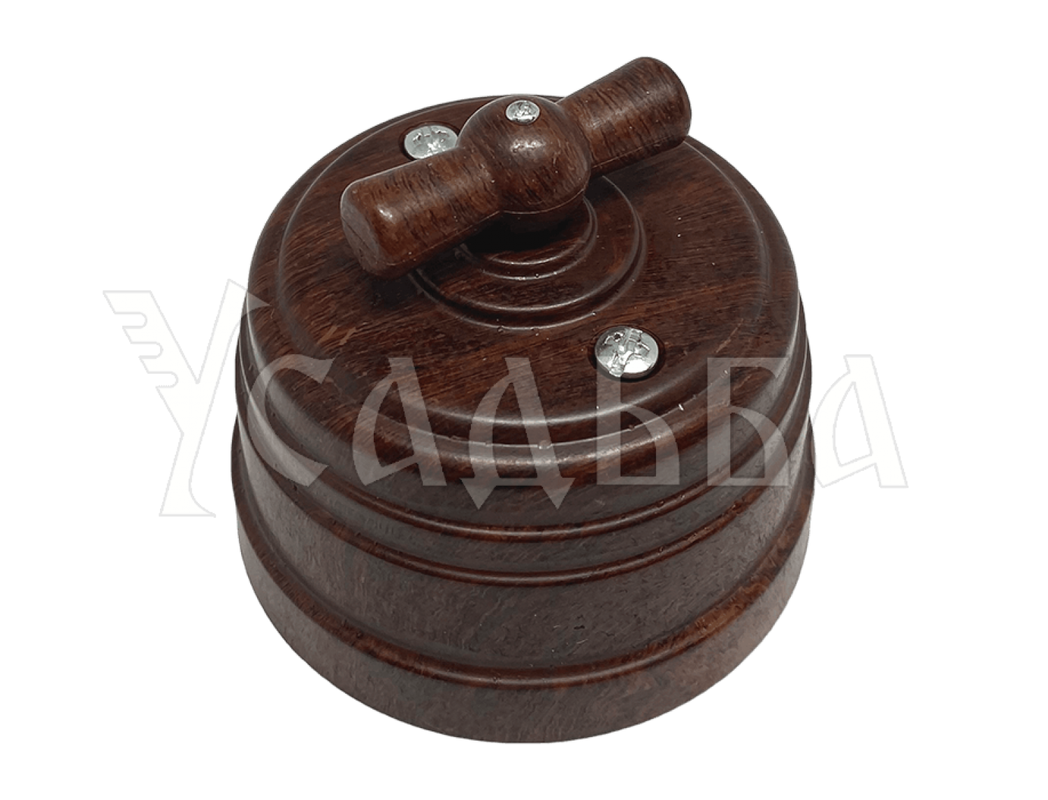 Выключатель пластиковый поворотный на четыре положения (2-х клавишный), IP 20, цвет - орех, серия УСАДЬБА, ТМ МЕЗОНИНЪ GE30401-14