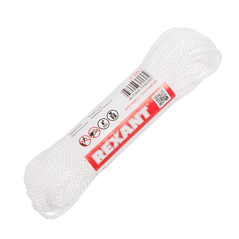 Фал плетеный 3 мм 25 м белый REXANT 77-2325-1