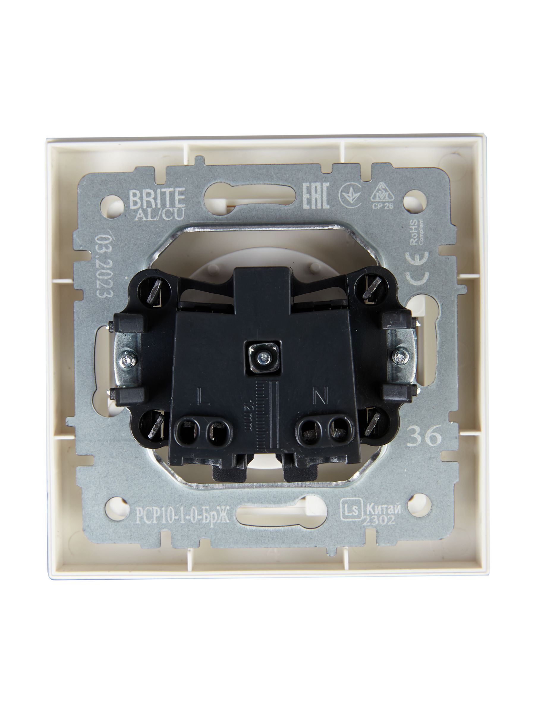 BRITE Розетка 1-местная без заземления без защитных шторок 10А в сб. РСР10-1-0-БрЖ жемчуг IEK - Фото 3