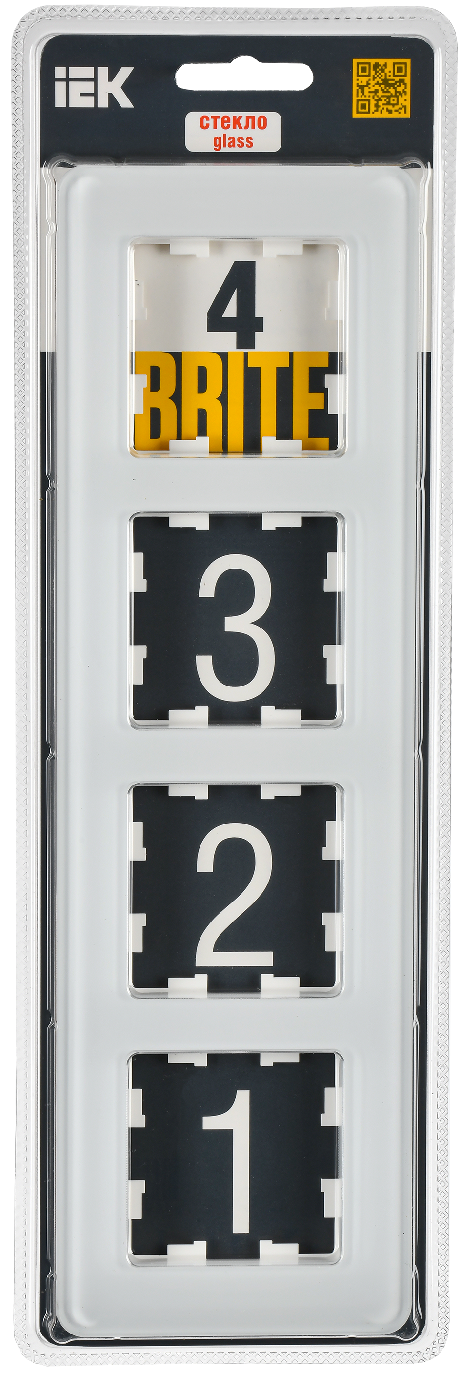 BRITE Рамка 4-местная РУ-4-2-Бр стекло белый RE IEK - Фото 2