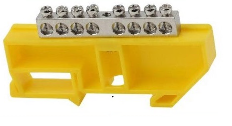 Шина PE "земля" на DIN-изоляторе ЖЕЛТЫЙ 6х9-8 AN0803-0014