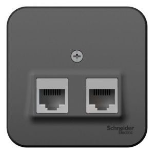 Розетка компьютерная 2-м ОП Blanca RJ45 кат.5E с изолир. пластиной антрацит SE BLNIA045456 1210647