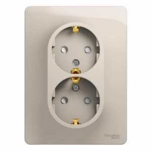 Розетка 2-м СП Glossa 16А IP20 250В с заземл. защ. шторки в сборе молоч. SE GSL000926 454454
