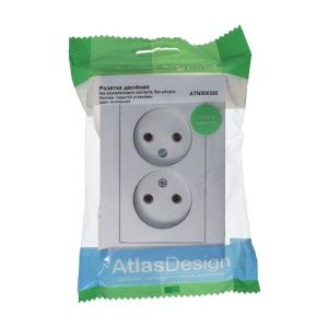 Розетка 2-м СП AtlasDesign 16А IP20 без заземл. в сборе алюм. SE ATN000320 1240229