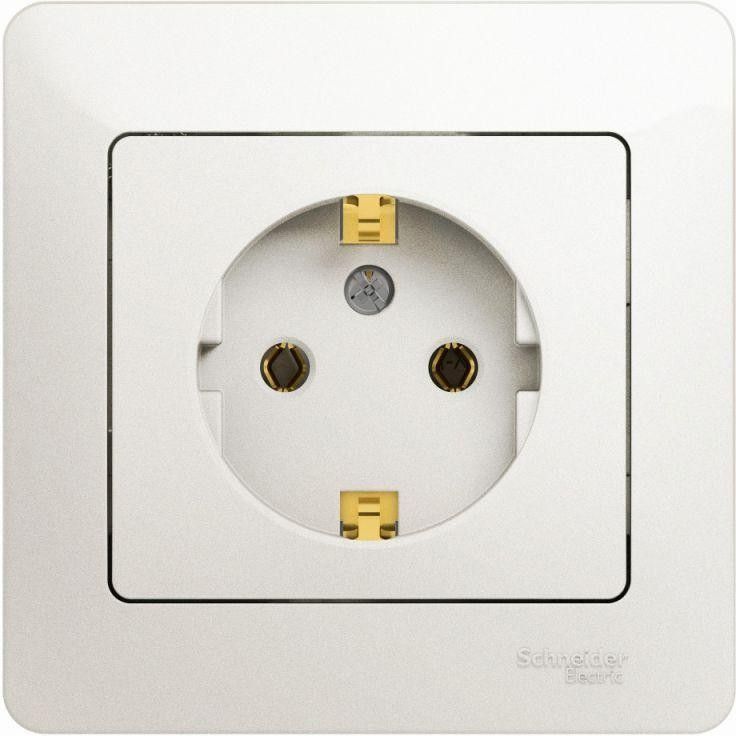 Розетка 1-м СП Glossa 16А IP20 с заземл. в сборе перламутр. SE GSL000642