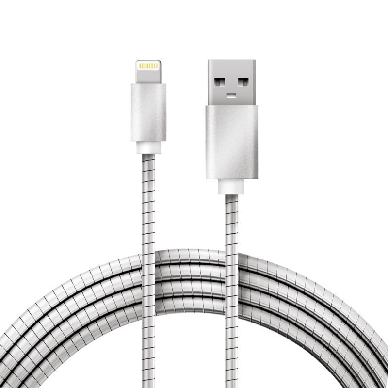 Кабель USB-A – Lightning для Apple, 2A, 1м, в матовой стальной оплетке REXANT 18-7057