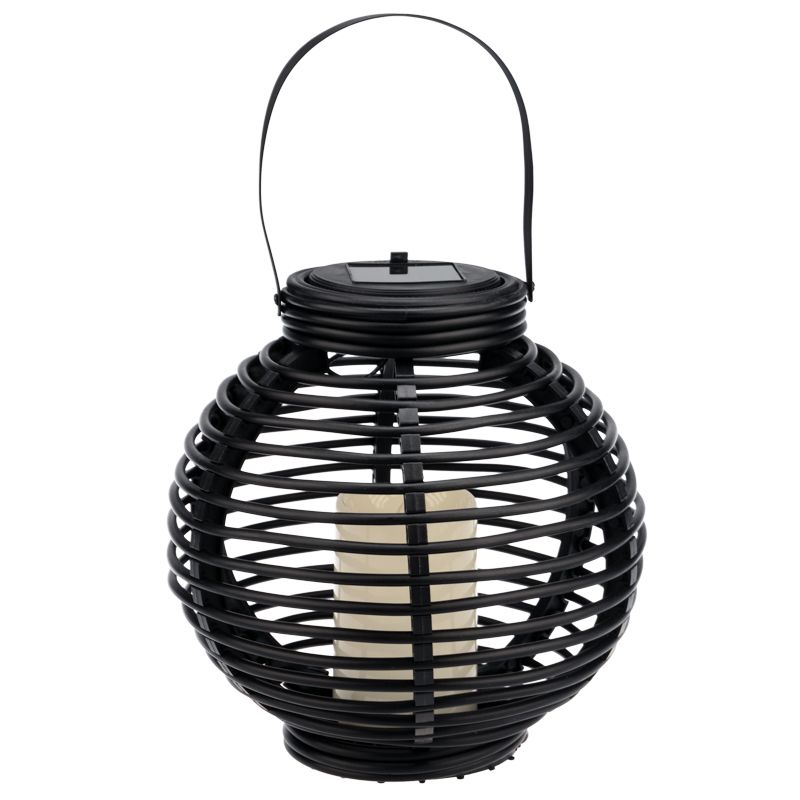 Декоративный фонарь на солнечной батарее 20х20х22 см, черный плетеный корпус, теплый белый цвет свечения NEON-NIGHT - Фото 3