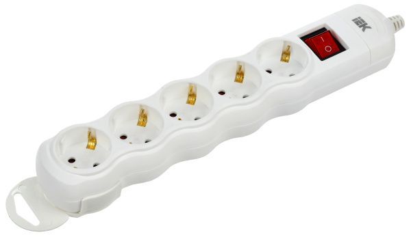 Розетка переносная разборная с выключателем РПр05В 5 мест IEK WYP10-D-KP-16-05-ZKS-K01