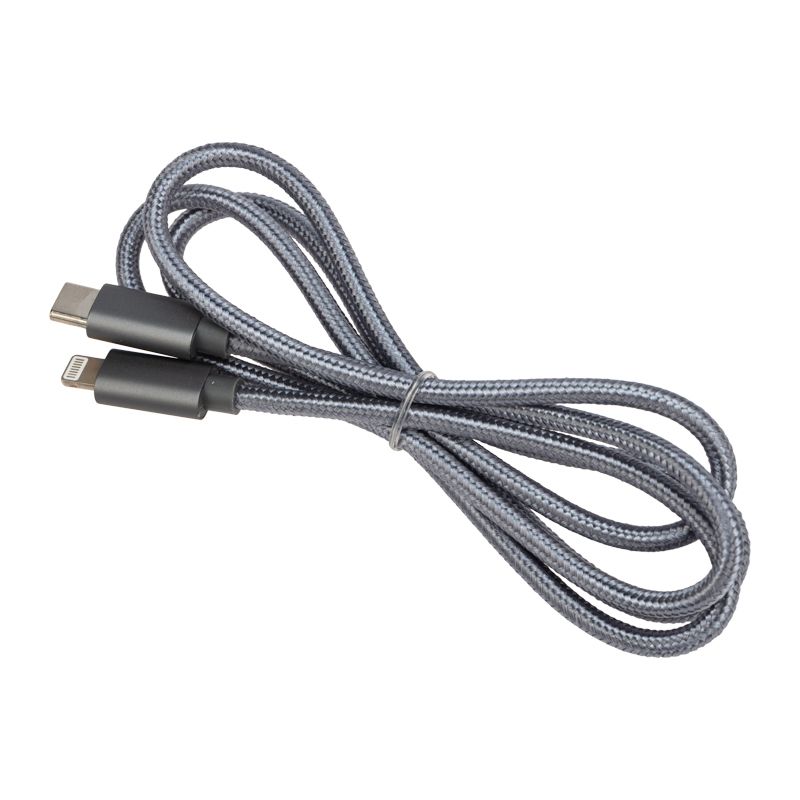 Кабель Type-C – Lightning для Apple, 3А, 1м, в нейлоновой серой оплетке, Power Delivery REXANT - Фото 2
