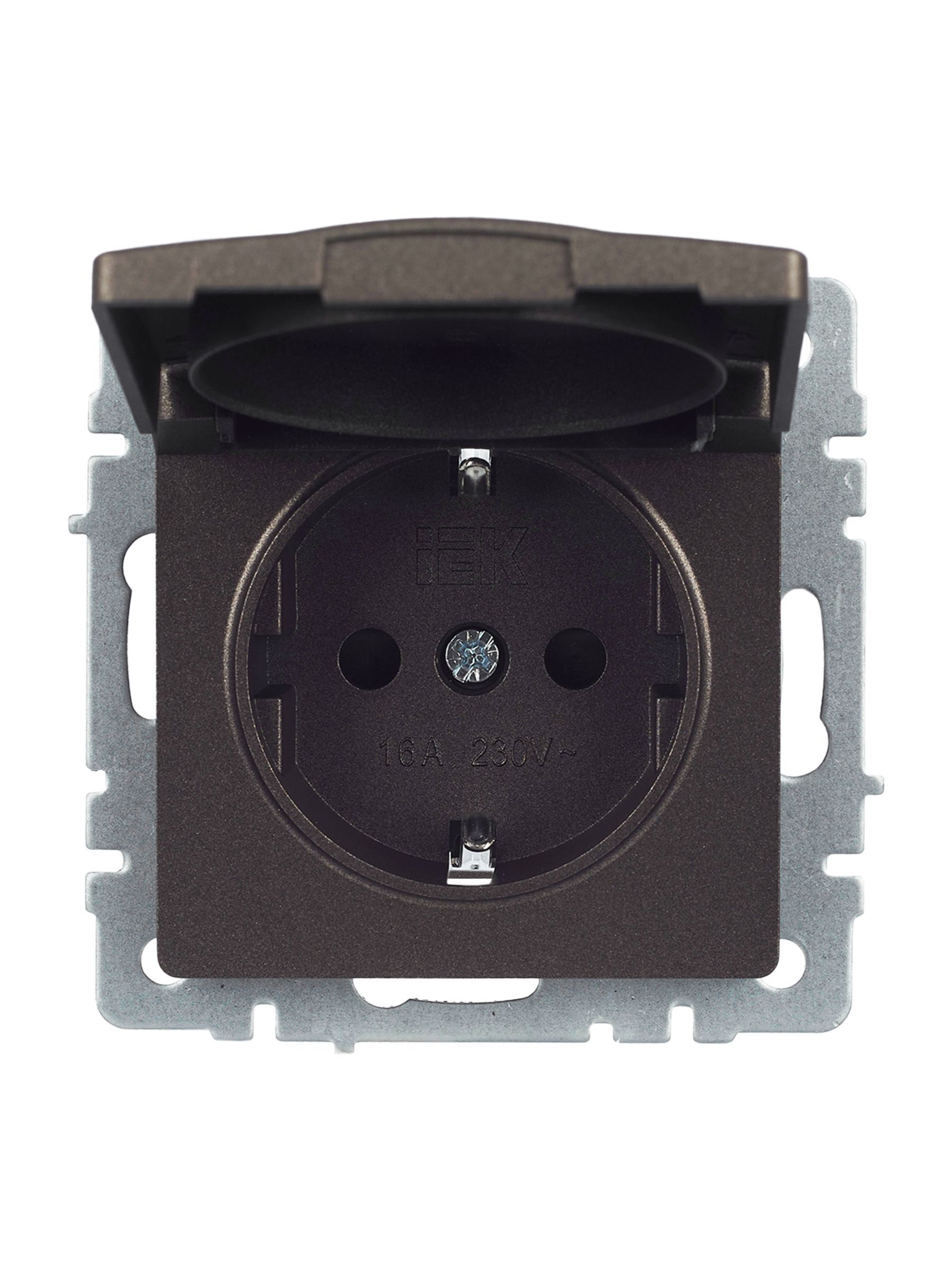 BRITE Розетка 1-местная с заземлением с защитными шторками и крышкой 16А IP20 РСбш10-3-БрТБ темная бронза IEK - Фото 7