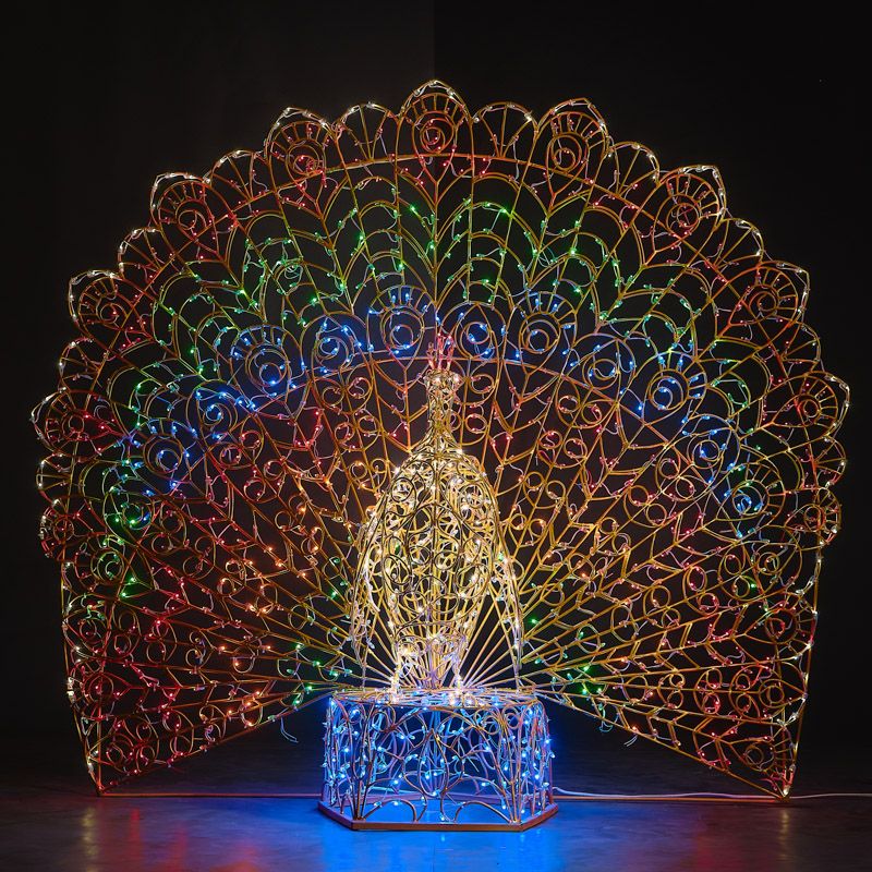 Декоративная 3D Павлин с раскрытым хвостом 200 см