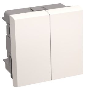 Выключатель проходной (переключатель) двухклавишный ВК4-22-00-П (на 2 модуля) ПРАЙМЕР белый IEK CKK-40D-PD2-K01