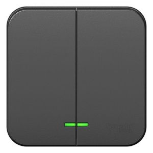 Выключатель 2-кл. ОП Blanca 10А IP20 (сх. 5) 250В с подсветкой антрацит SE BLNVA105106 1210613