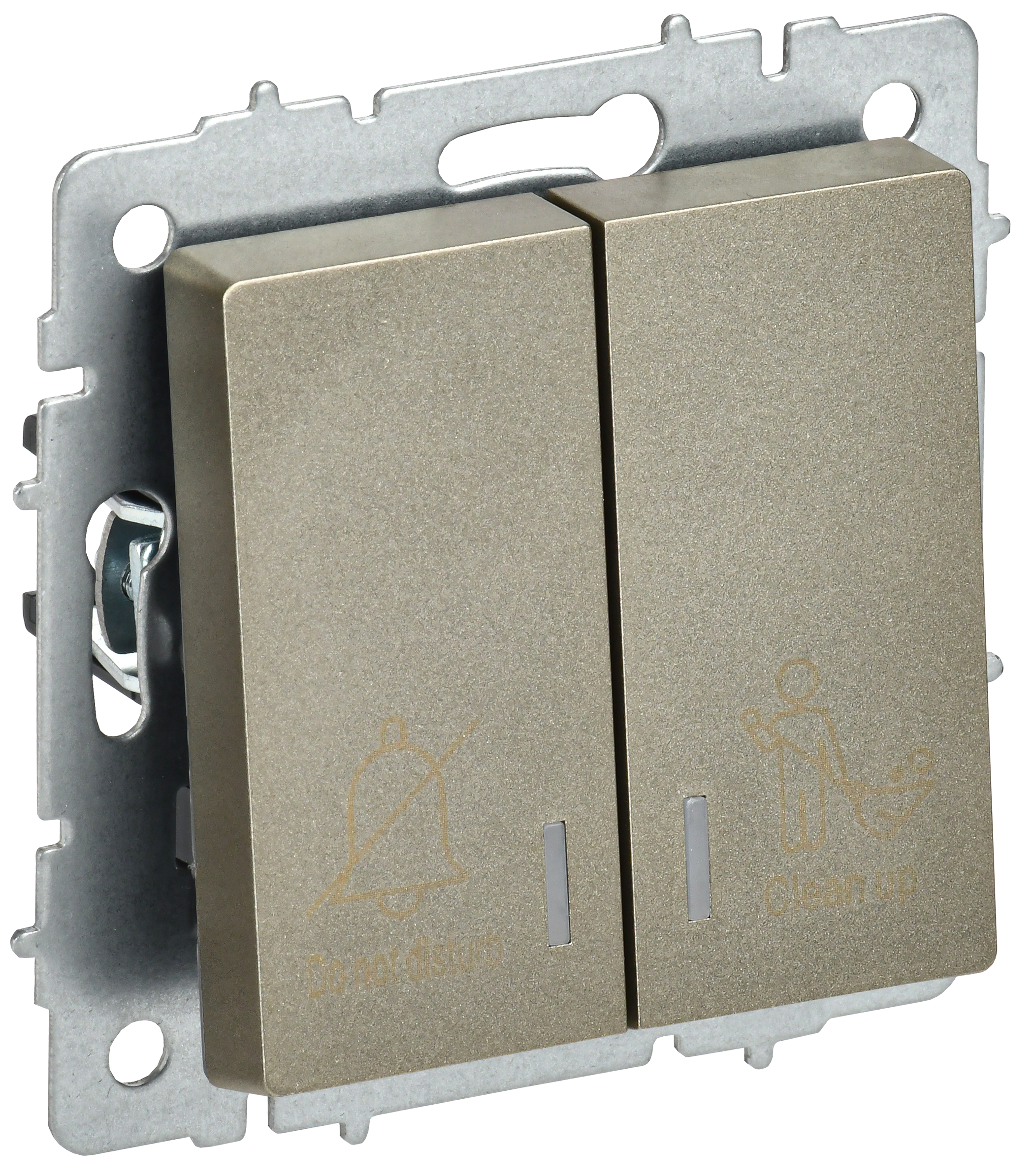 BRITE Выключатель 2-клавишный с индикацией для отелей 10А ВС10-2-9-БрШ шампань IEK BR-V20-2-10-K37