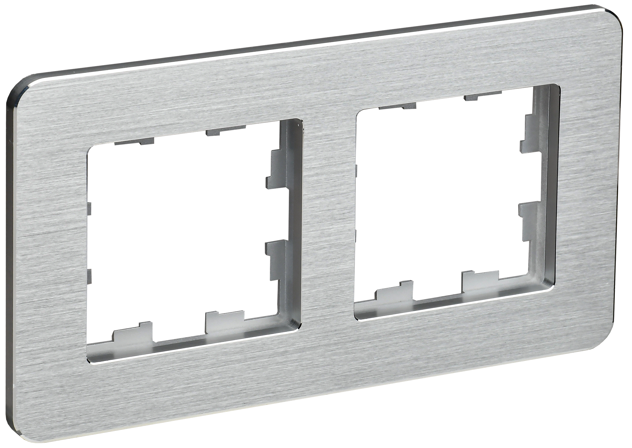 BRITE Рамка 2-местная РУ-2-1-Бр металл алюминий RE AL IEK