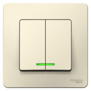Выключатель 2-кл. СП Blanca 10А IP20 (сх. 5) 250В с подсветкой молочн. SE BLNVS010512 1210297