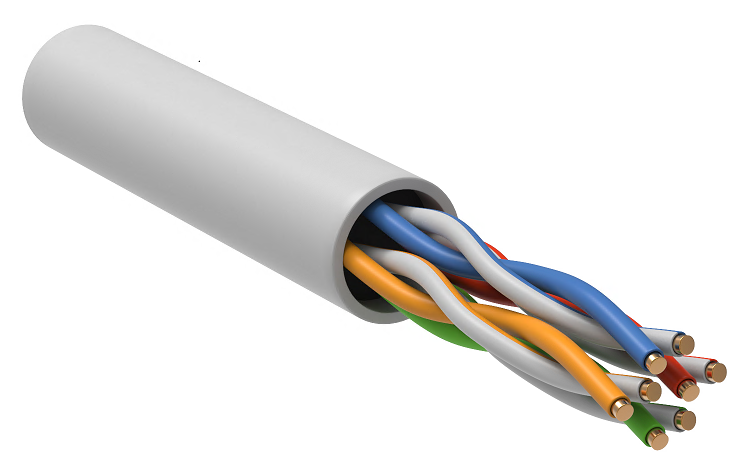 Витая пара U/UTP кат.5E 24AWG 4 пары PVC 1м серый (305м) РФ GENERICA