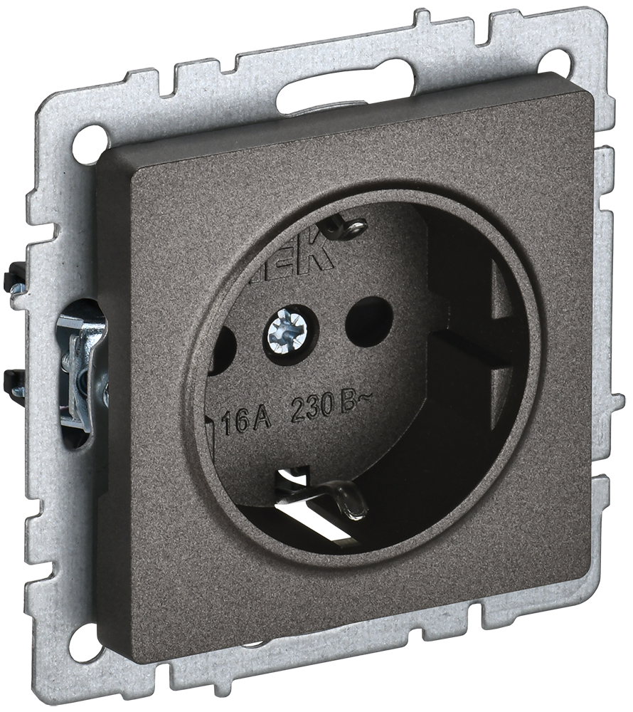 BRITE Розетка 1-местная с заземлением с защитными шторками 16А РС14-1-0-БрТБ темная бронза IEK BR-R14-16-K45
