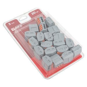 Клемма СМК 222-413 с рычагом 3 отверстия блистер (20шт.) EKF plc-smk-413b-20