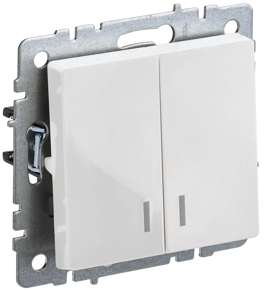 BRITE Выключатель 2-клавишный с индикацией 10А ВС10-2-1-БрБ белый IEK BR-V20-1-10-K01