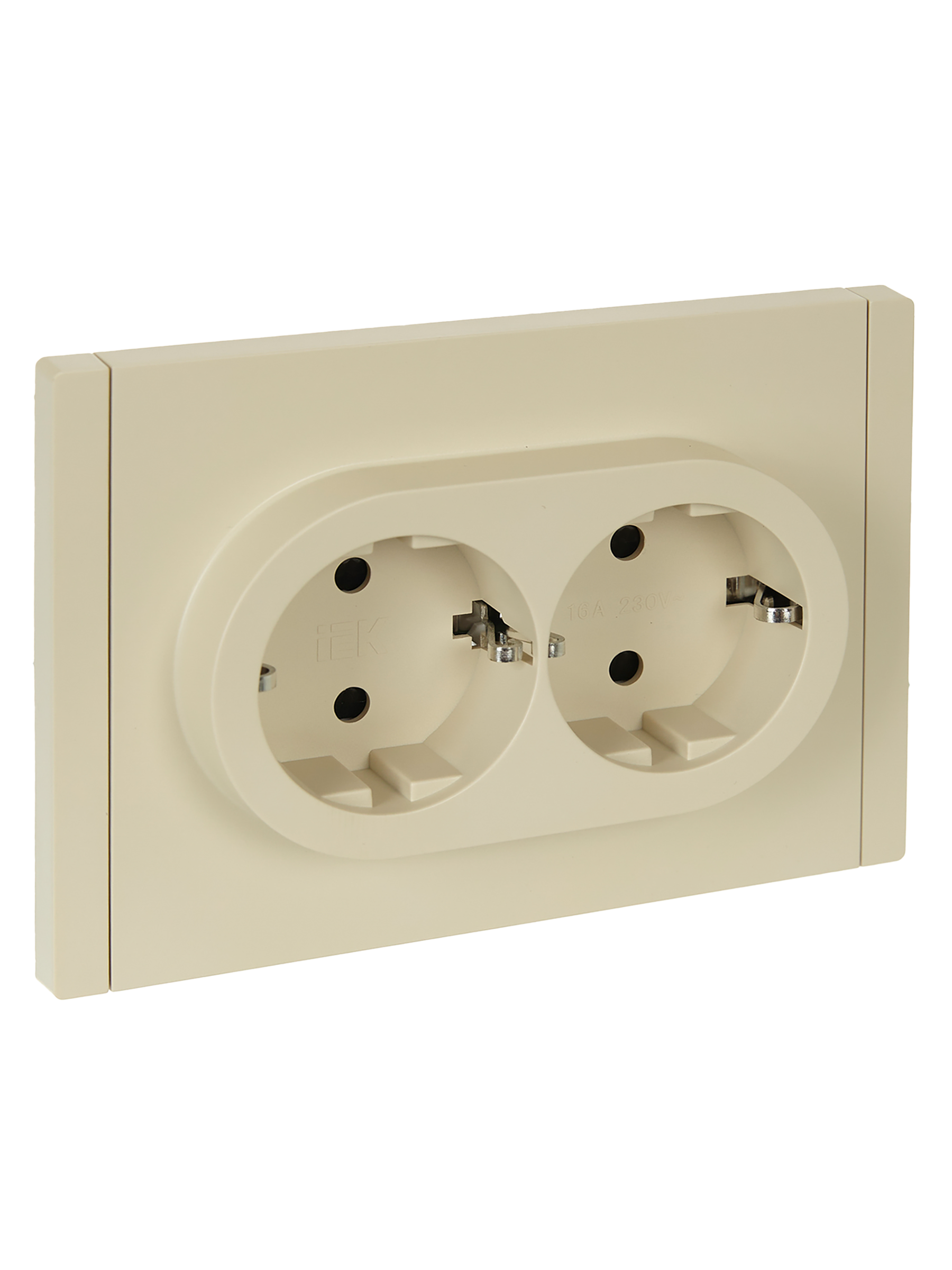 FORTE&PIANO Розетка 2-местная с заземлением с защитными шторками безвинтовое крепление 16А FP423 ваниль IEK FP-R24-16-1-K10