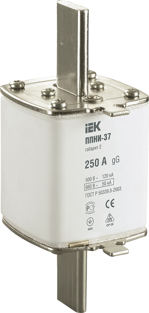 Плавкая вставка предохранителя ППНИ-37 габарит 2 250А IEK DPP40-250