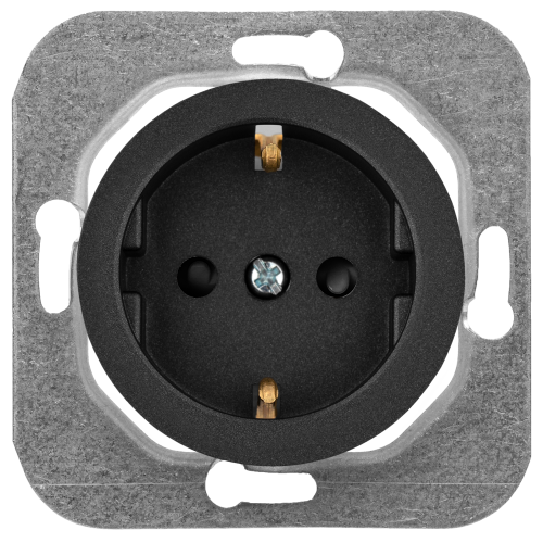 Розетка штепсельная со шторками с заземляющим контактом скрытой установки РС16-1406 графит