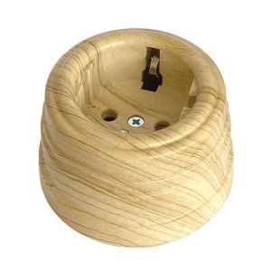 Розетка ретро пластиковая, двухполюсная, с заземляющим контактом, IP20, сосна, УСАДЬБА, ТМ "МезонинЪ GE30301-11