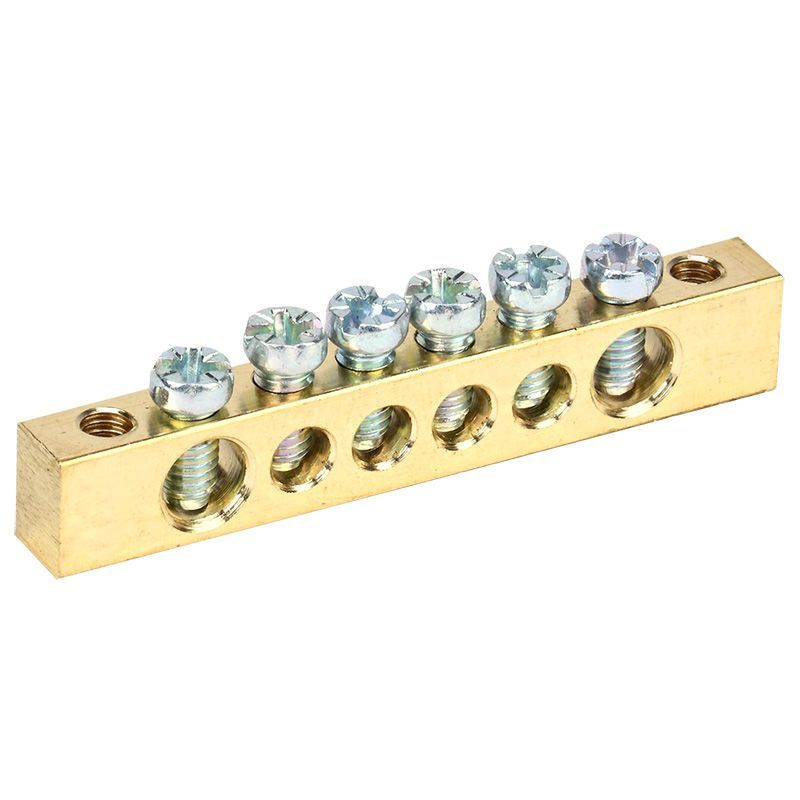 Шина PEN «земля-ноль» 6х9мм 6/2 (6 групп/крепеж по краям) REXANT 11-2365