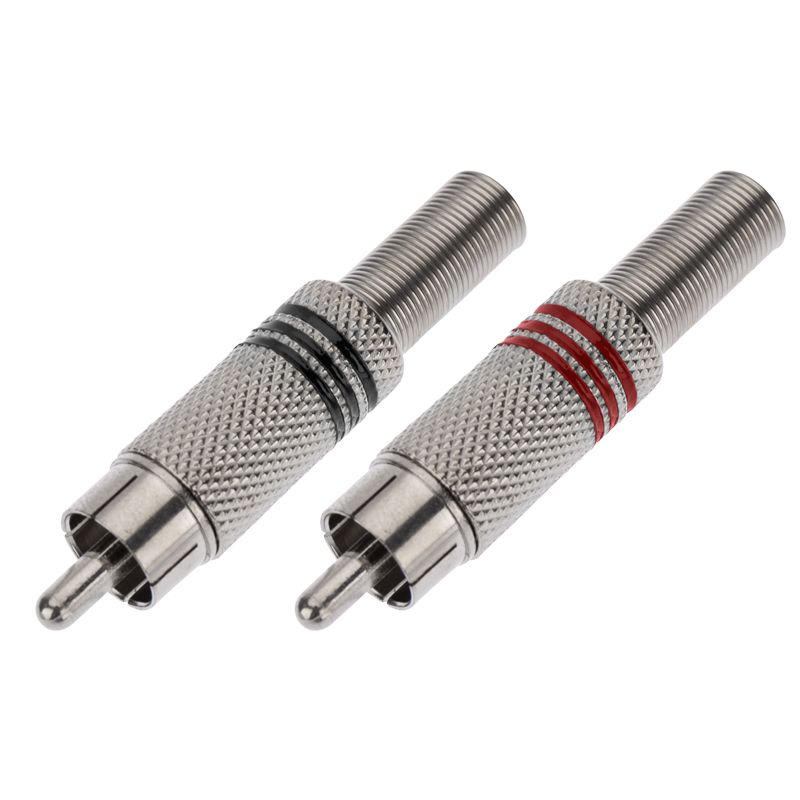 Разъем штекер RCA металл под винт черный/красный PROconnect 14-0410-4