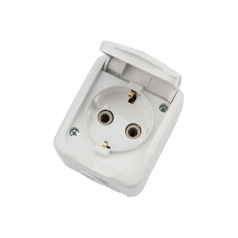 Розетка одноместная Mini OG IP54 с/з, о/у, белая KRANZ - Фото 3