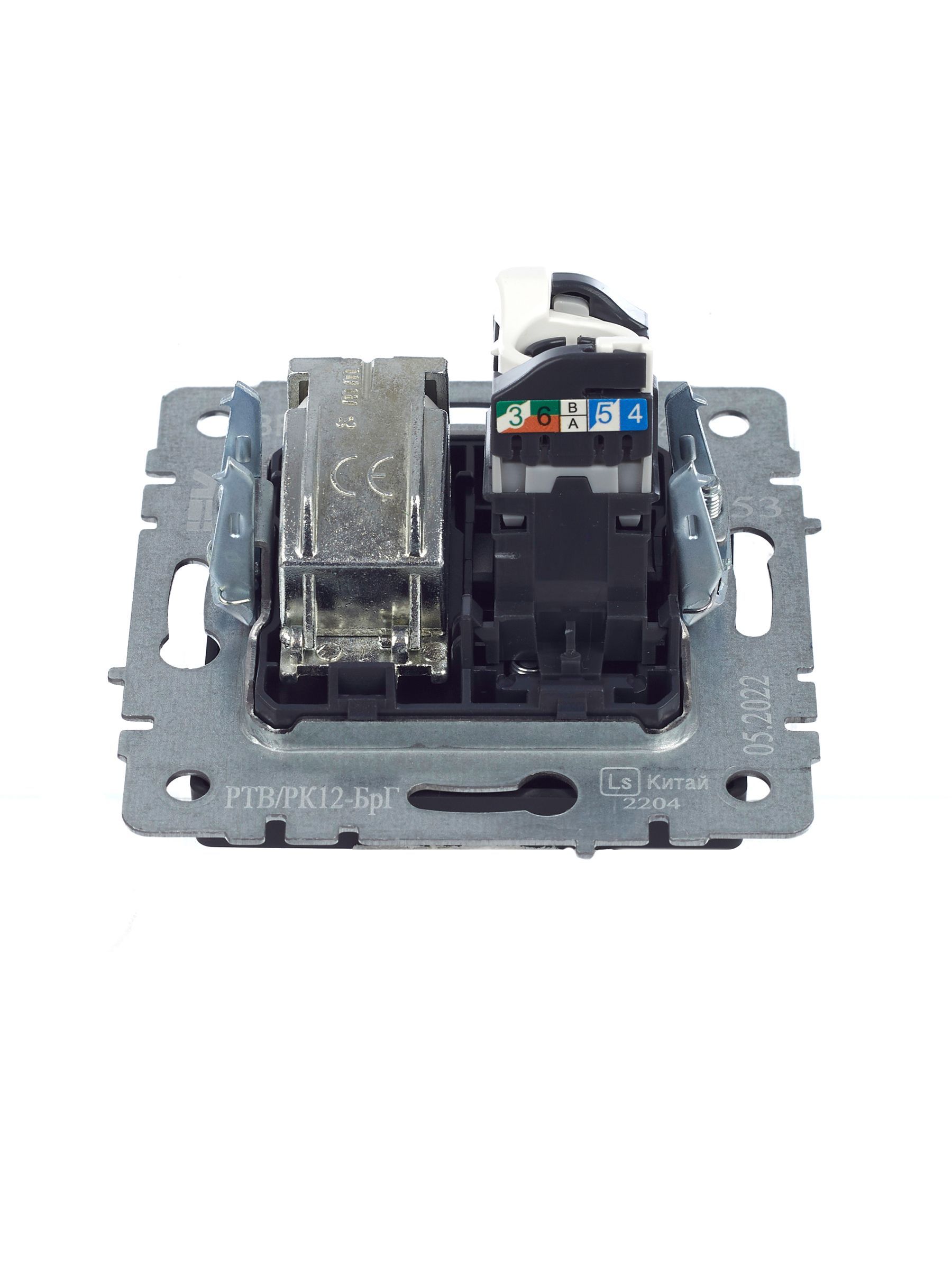 BRITE Розетка двойная TV+RJ45 кат.5E РТВ/РК12-БрГ графит IEK - Фото 8