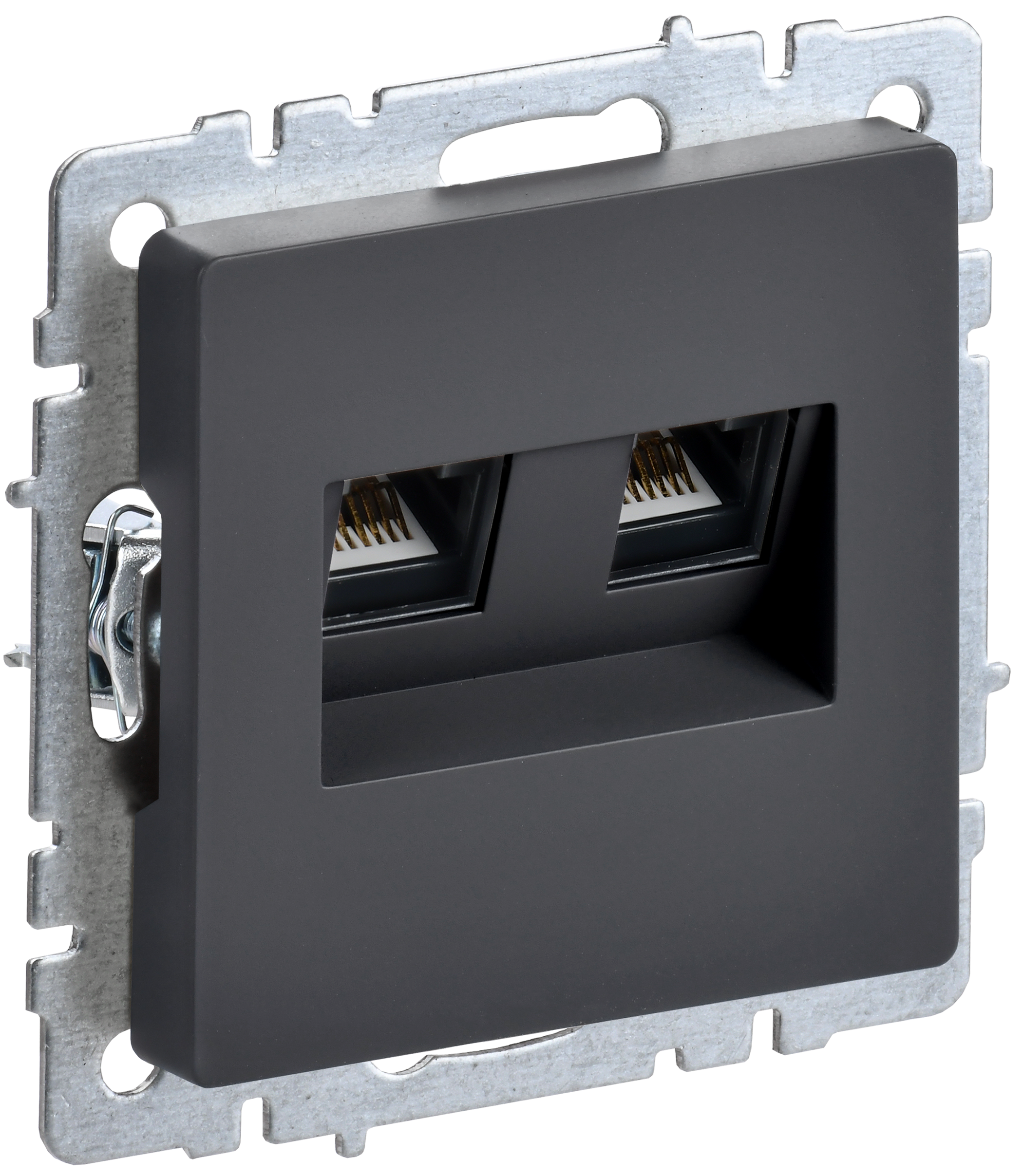 BRITE Розетка двойная RJ11+RJ45 кат.5E РК/Т12-БрГ графит IEK