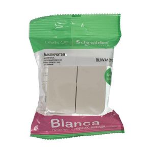 Выключатель 2-кл. ОП Blanca 10А IP20 (сх. 5) 250В с изолир. пластиной беж. SE BLNVA105017 520095