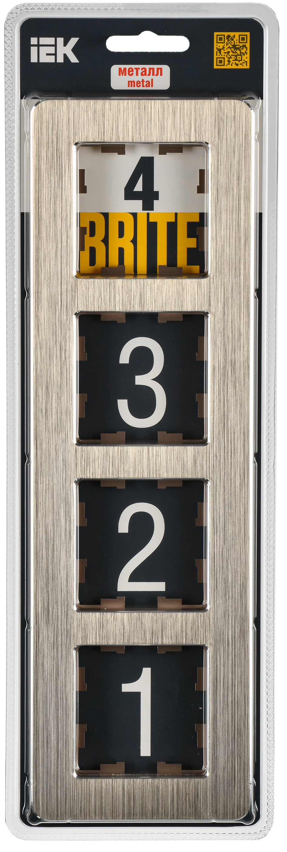 BRITE Рамка 4-местная РУ-4-1-Бр металл шампань RE AL IEK - Фото 2